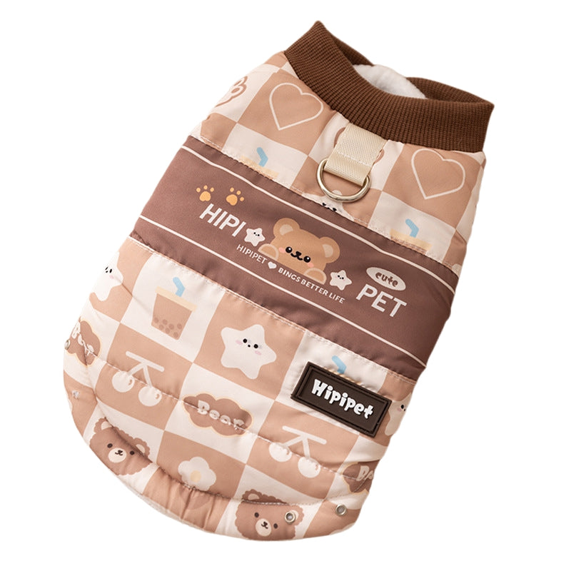KFX-3500221 Cozy Quilted Two-Legged Pet Vest for Cats and Dogs - Retro Prints for Autumn and Winter