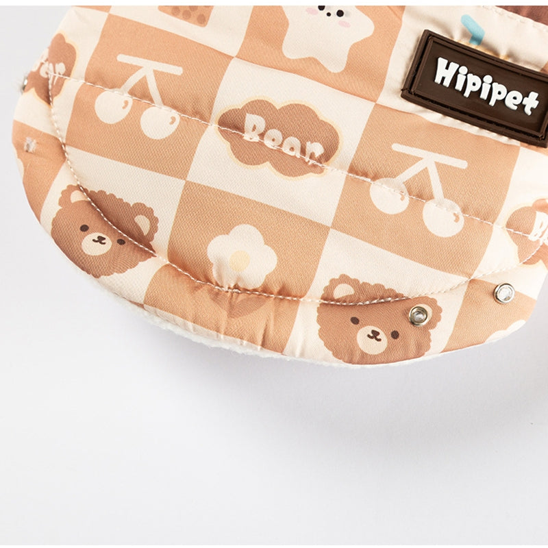 KFX-3500221 Cozy Quilted Two-Legged Pet Vest for Cats and Dogs - Retro Prints for Autumn and Winter