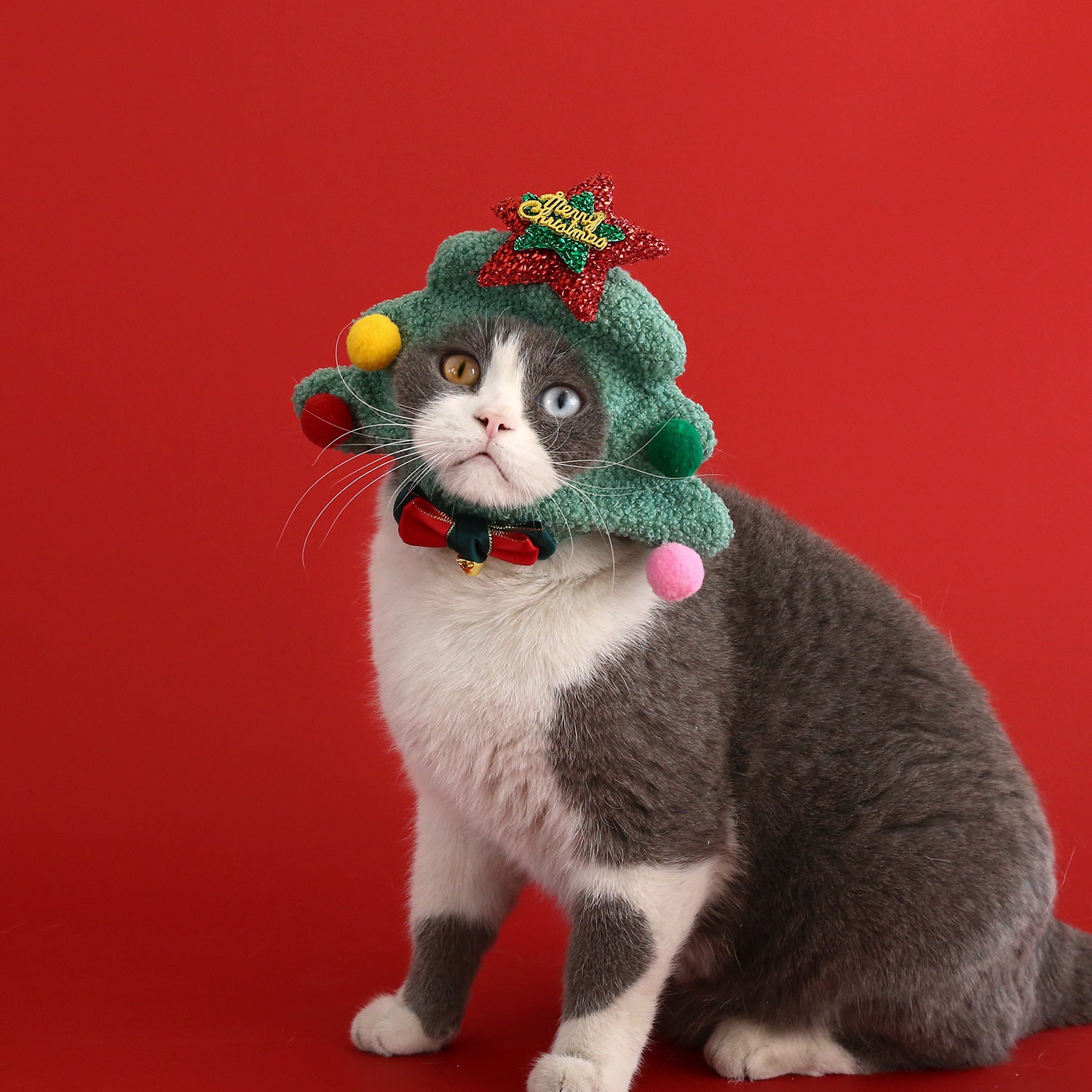 KFX-3500477 Adorable Plush Pet Christmas Hat for Small Dogs and Cats – Snowman and Christmas Tree Designs