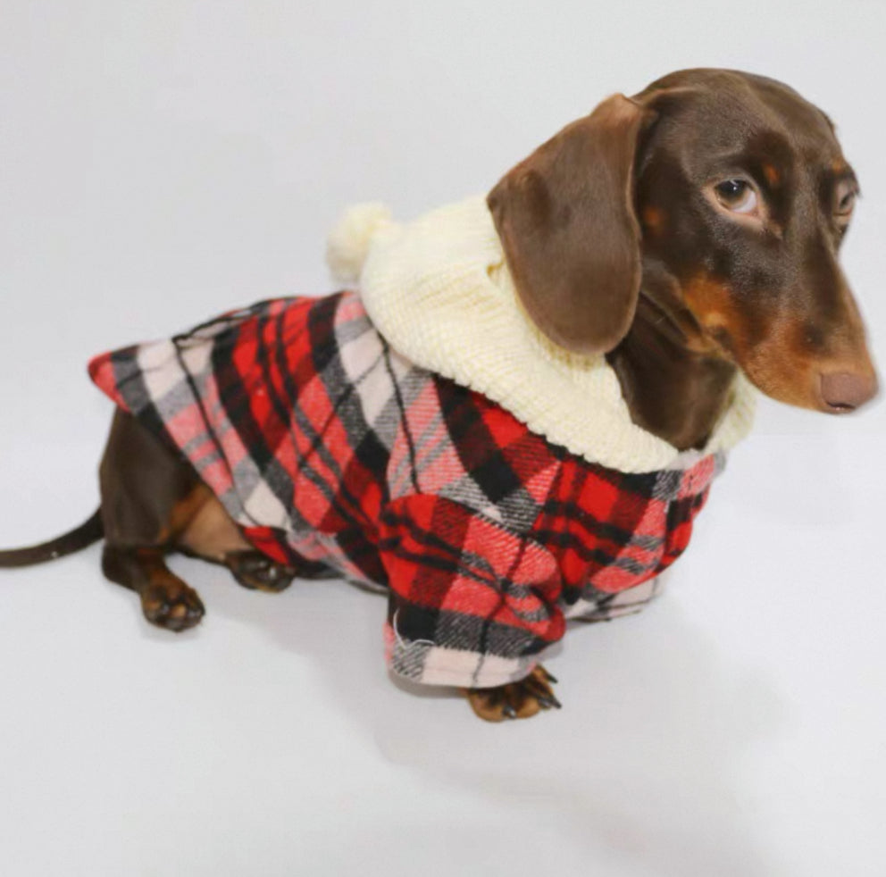 KFX-3501245 Stylish Red Plaid Cotton Shirt for Dogs in Sizes XS to XL