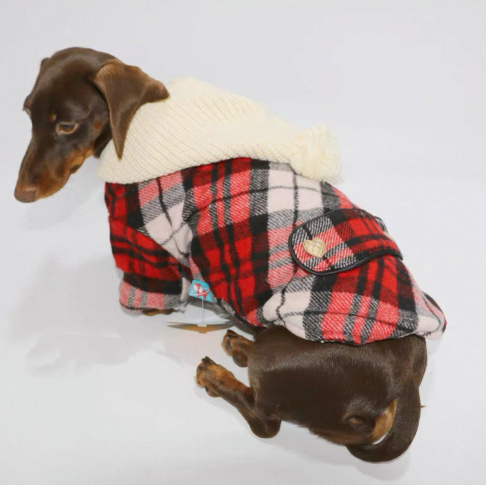 KFX-3501245 Stylish Red Plaid Cotton Shirt for Dogs in Sizes XS to XL