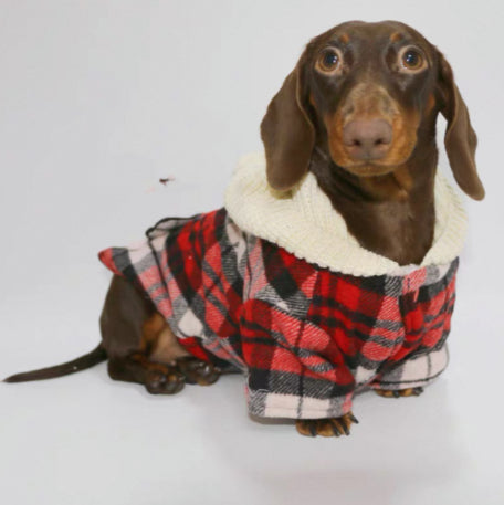KFX-3501245 Stylish Red Plaid Cotton Shirt for Dogs in Sizes XS to XL