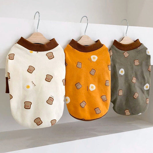 KFX-3502013 Cozy German Velvet Pet Thin Toast Bottom Shirt in White and Yellow