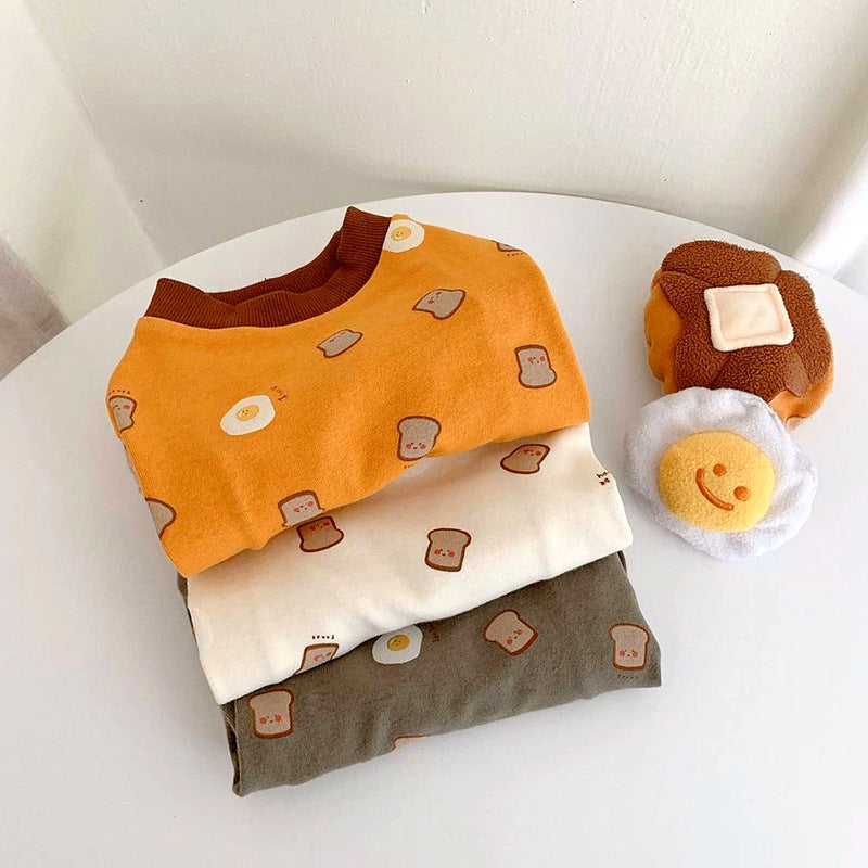 KFX-3502013 Cozy German Velvet Pet Thin Toast Bottom Shirt in White and Yellow