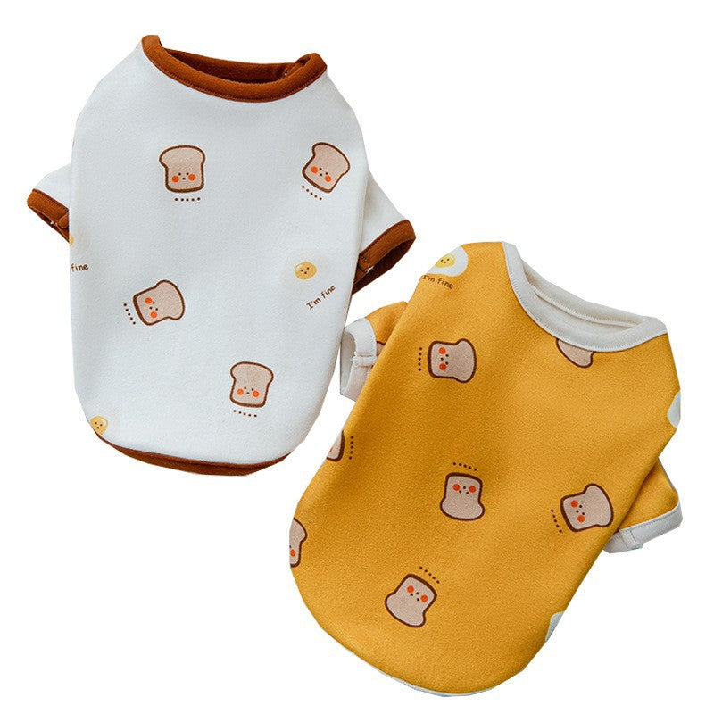 KFX-3502013 Cozy German Velvet Pet Thin Toast Bottom Shirt in White and Yellow