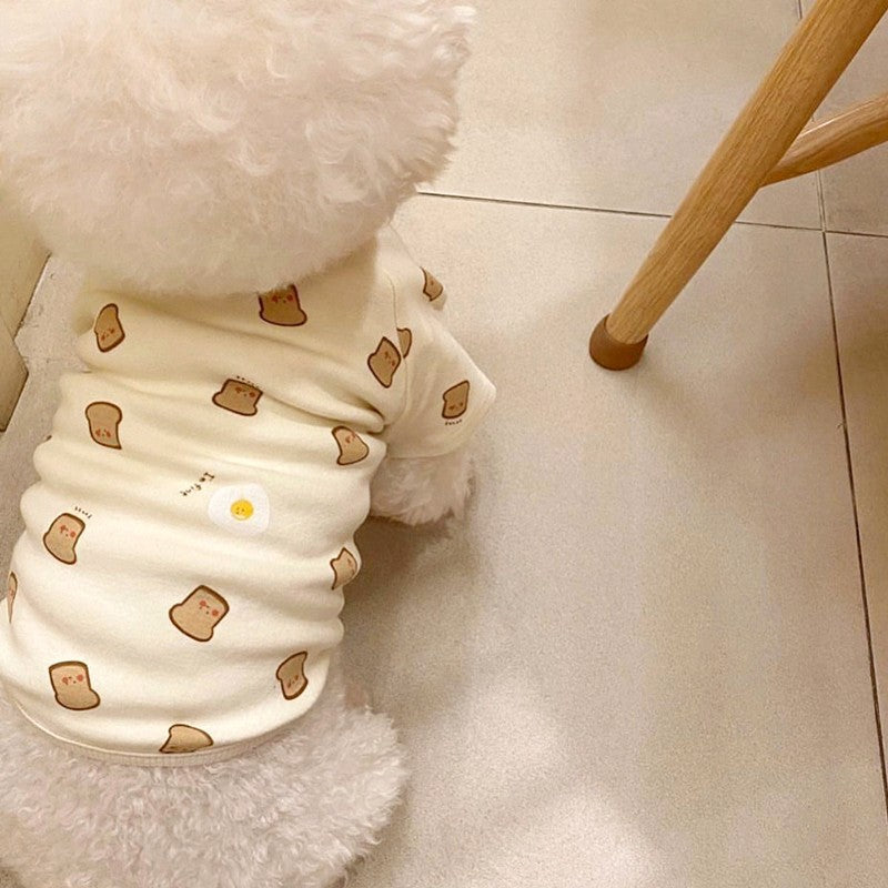 KFX-3502013 Cozy German Velvet Pet Thin Toast Bottom Shirt in White and Yellow
