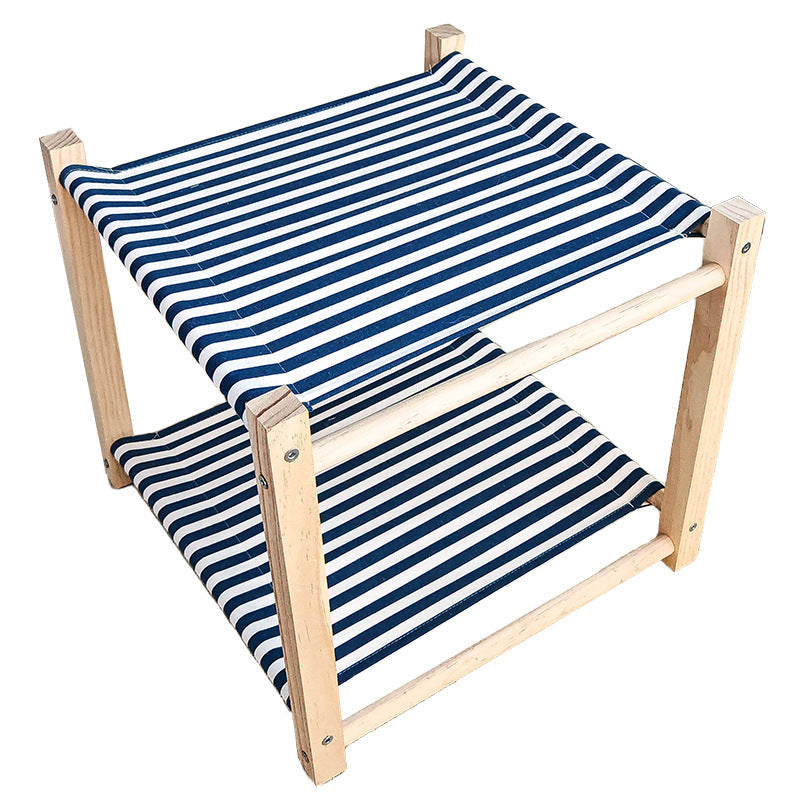 KFX-3503037 Double Layer Cat Hammock Pet Bed - Removable and Washable Solid Wood Design in Classic Gray and Navy Blue