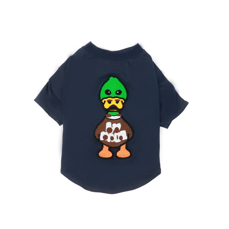KFX-3503805 Mid-Thin Dog T-Shirt in White, Dark Blue, and Pink Leopard - Sizes S to XXL