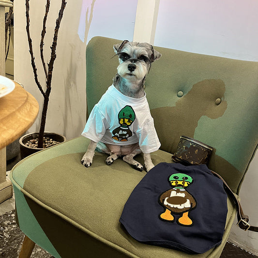 KFX-3503805 Mid-Thin Dog T-Shirt in White, Dark Blue, and Pink Leopard - Sizes S to XXL