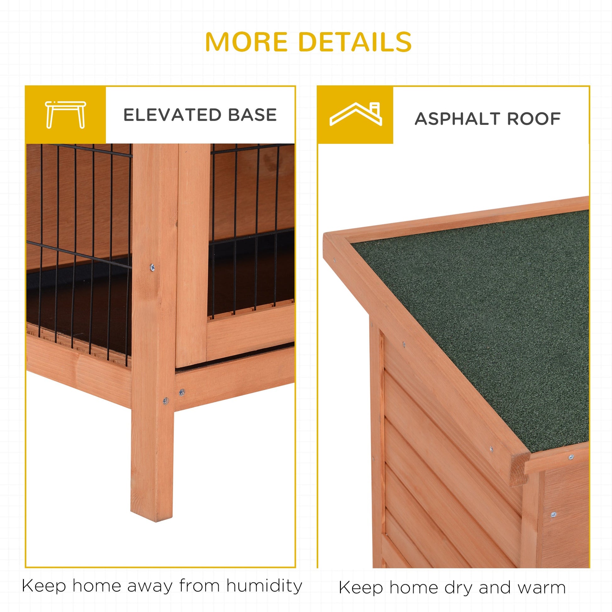 KFX-3505085 2-Story Wooden Rabbit Hutch with Lockable Doors and Waterproof Roof for Indoor/Outdoor Small Animals