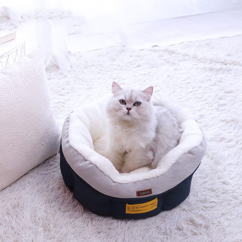 KFX-3505469 Cozy Four Seasons Universal Pet Cat House – Soft Rabbit Fleece, Suitable for Cats Up to 15 lbs