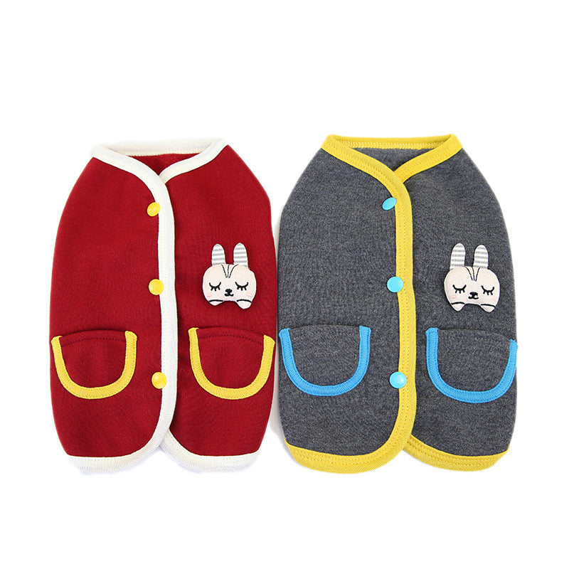 KFX-3506493 Cozy Pet Bunny Cardigan Sweater for Small to Medium Dogs