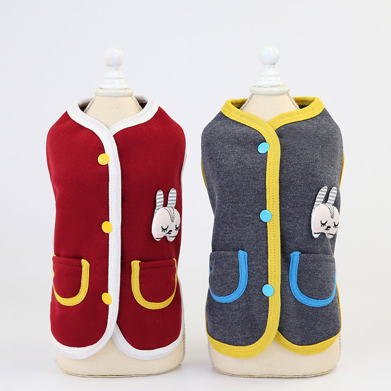 KFX-3506493 Cozy Pet Bunny Cardigan Sweater for Small to Medium Dogs