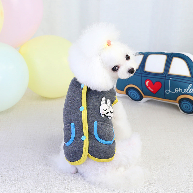 KFX-3506493 Cozy Pet Bunny Cardigan Sweater for Small to Medium Dogs