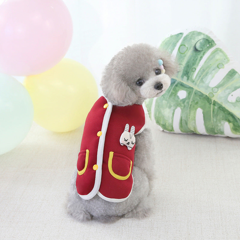 KFX-3506493 Cozy Pet Bunny Cardigan Sweater for Small to Medium Dogs