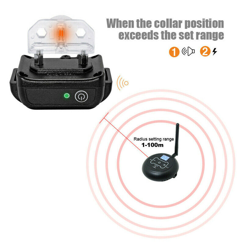 KFX-3506877 Wireless Pet Fence with Waterproof Intelligent Training Collar for Dogs, Adjustable Signal Level, Remote Control Range Up to 150m, Fits Neck Circumference Up to 25"