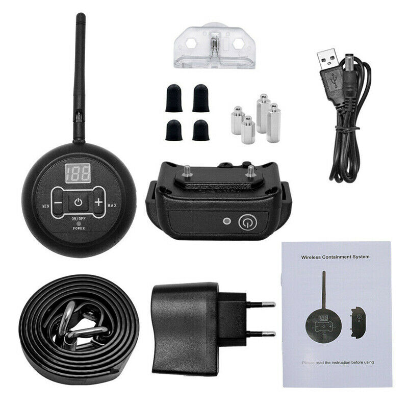 KFX-3506877 Wireless Pet Fence with Waterproof Intelligent Training Collar for Dogs, Adjustable Signal Level, Remote Control Range Up to 150m, Fits Neck Circumference Up to 25"