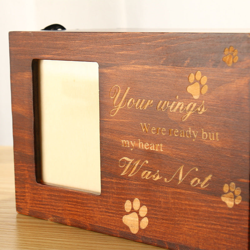 KFX-3510845 Pet Memorial Cinerary Casket in Solid Wood with Frame for Dogs and Cats