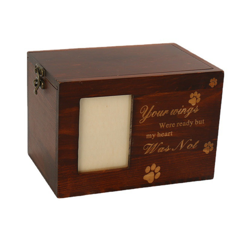 KFX-3510845 Pet Memorial Cinerary Casket in Solid Wood with Frame for Dogs and Cats