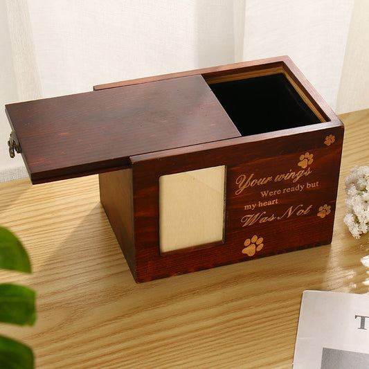 KFX-3510845 Pet Memorial Cinerary Casket in Solid Wood with Frame for Dogs and Cats