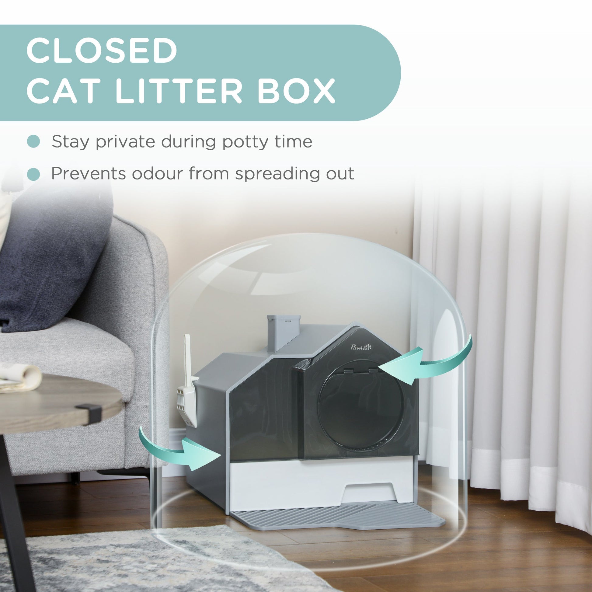 KFX-3512637 Covered Cat Litter Box with Easy-Clean Drawer and Deodorizers