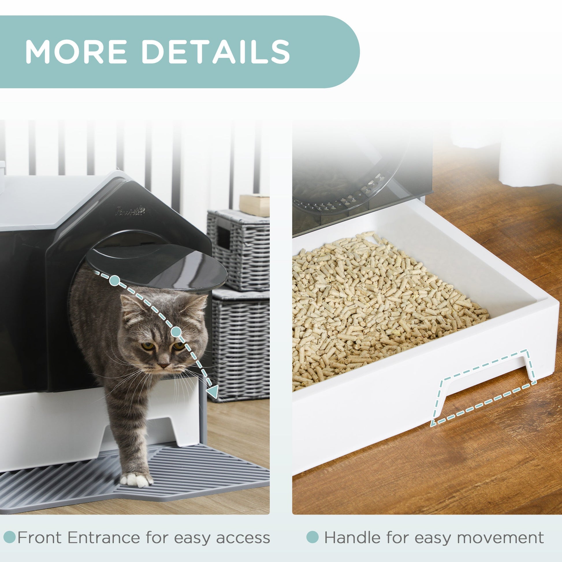 KFX-3512637 Covered Cat Litter Box with Easy-Clean Drawer and Deodorizers