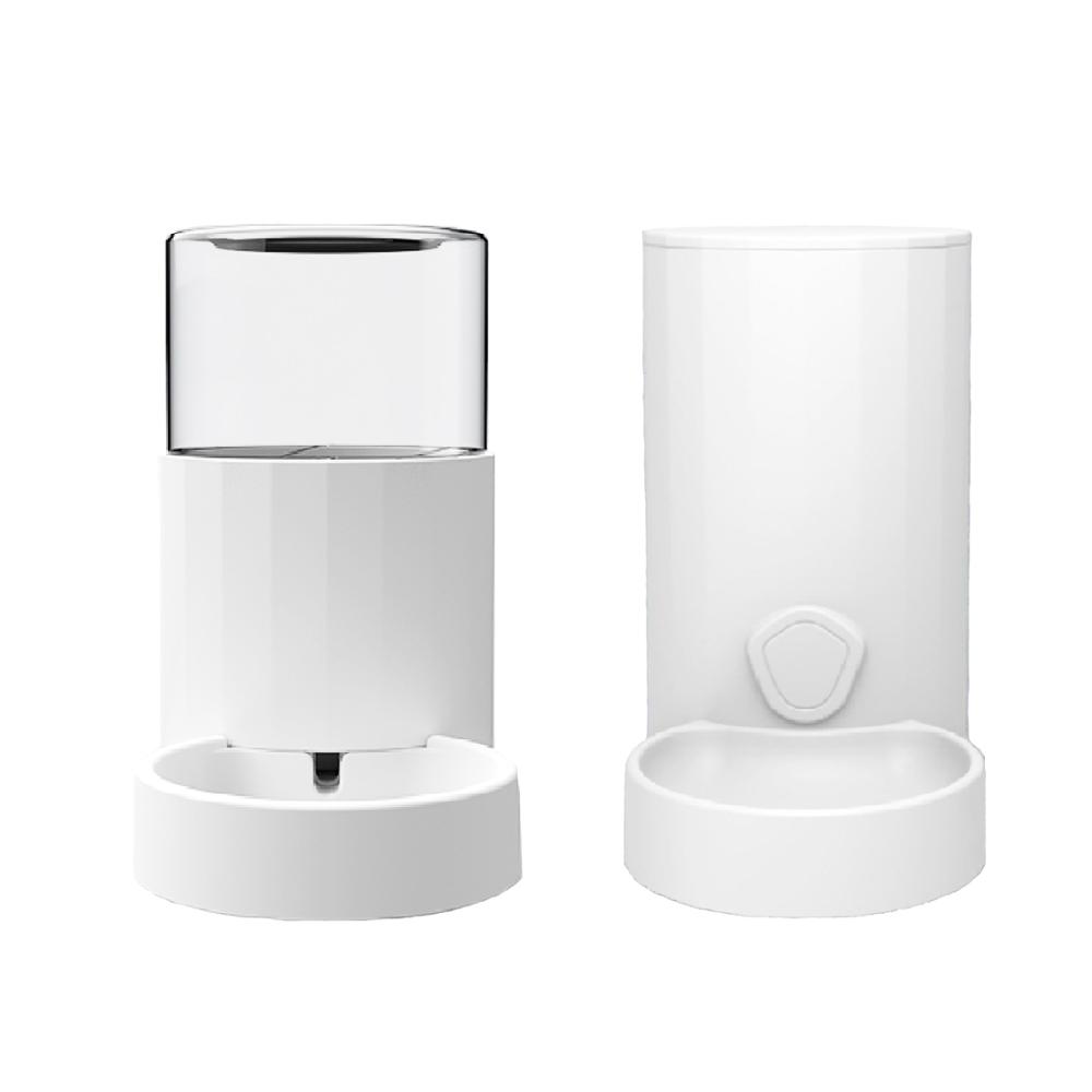KFX-3513149 Automatic Plastic Cat Water Dispenser and Feeder Set - Easy to Clean, Eco-Friendly, White