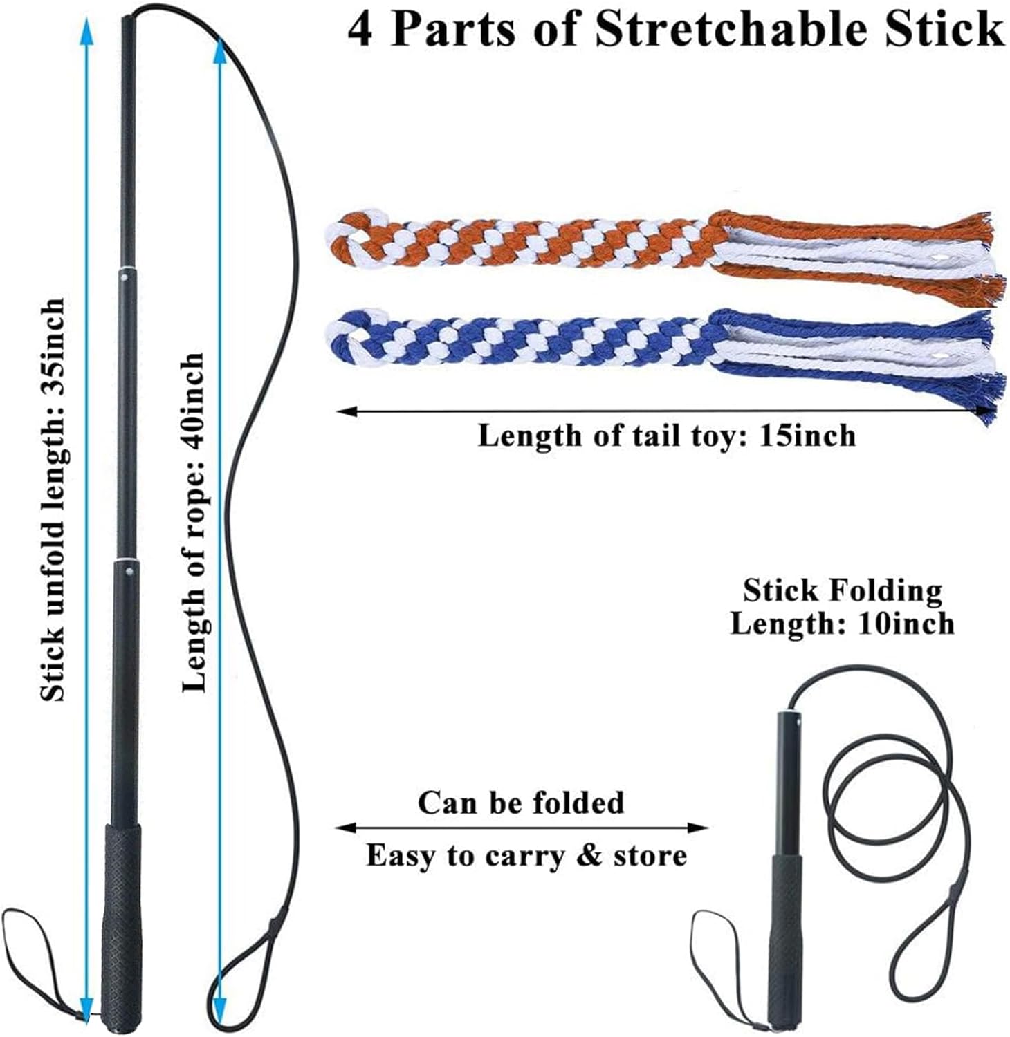KFX-3514429 Extendable Teaser Wand for Interactive Dog Play - Safe Chew Rope Toy for All Dog Sizes