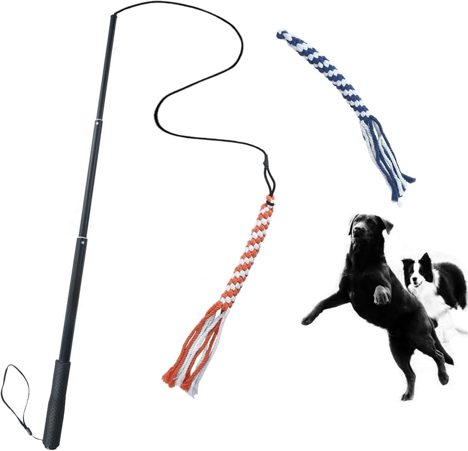KFX-3514429 Extendable Teaser Wand for Interactive Dog Play - Safe Chew Rope Toy for All Dog Sizes
