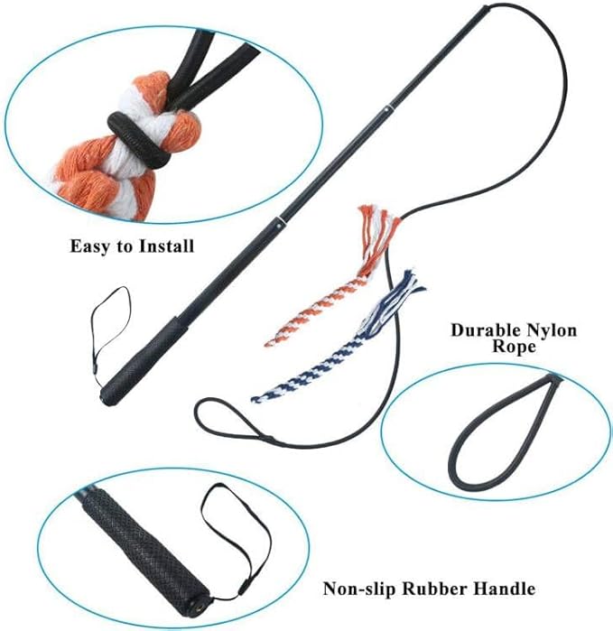 KFX-3514429 Extendable Teaser Wand for Interactive Dog Play - Safe Chew Rope Toy for All Dog Sizes