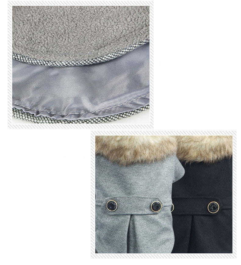 KFX-3517501 British Style Plush Padded Cotton Pet Outfit for All Sizes