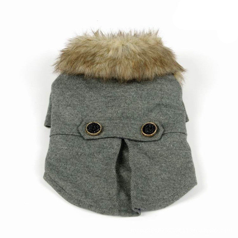 KFX-3517501 British Style Plush Padded Cotton Pet Outfit for All Sizes