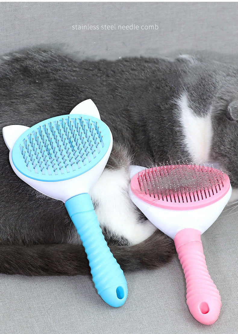 KFX-3518525 Versatile Pet Comb for Long and Short-Haired Cats and Dogs - ABS & Stainless Steel, Comfortable Grip, Easy Hair Removal