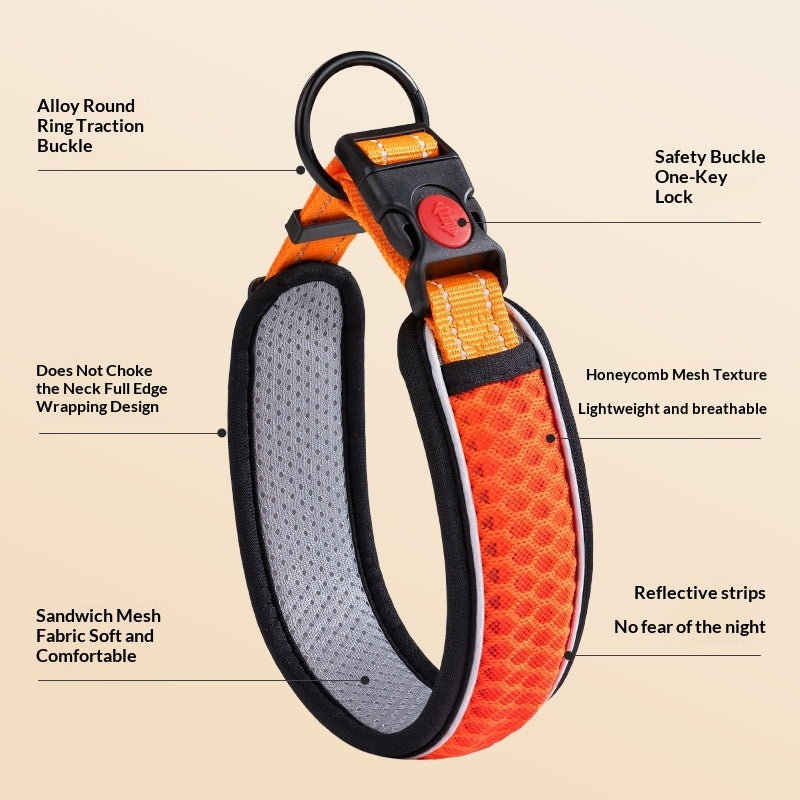KFX-3518909 Color Grid Adjustable Dog Collar - Lightweight Acrylic Neck Strap for All Seasons