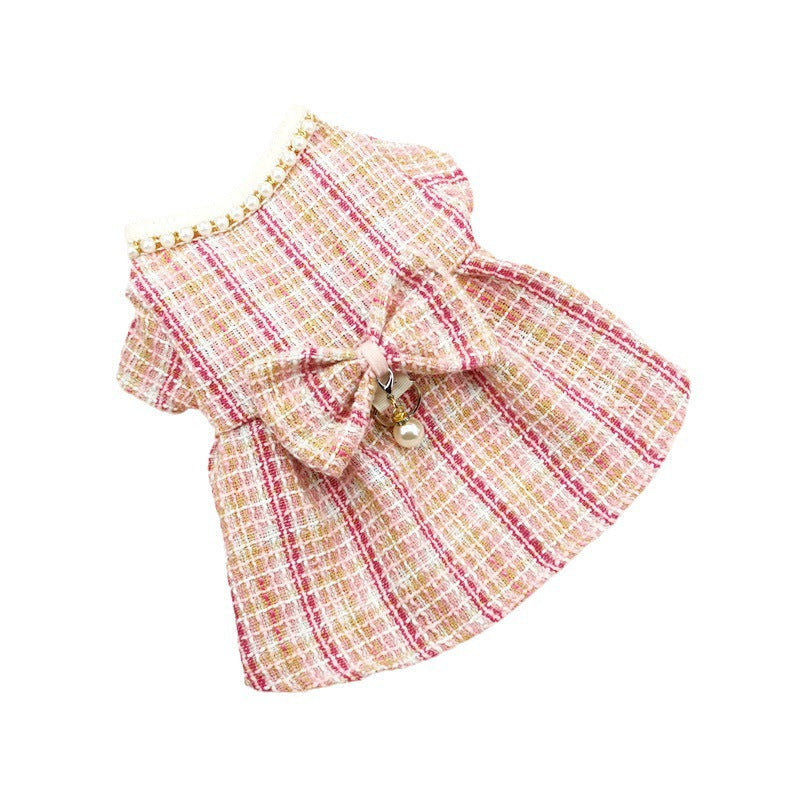 KFX-3521085 Pink Pearl Collar Pet Clothes Suit with Floral Detail for Dogs and Cats - Various Sizes Available