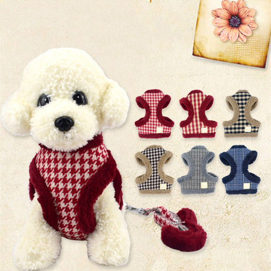 KFX-3523261 Teddy and Bichon Dog Lead Rope with Adjustable Chest Strap - Cotton Material, Multiple Colors & Sizes Available