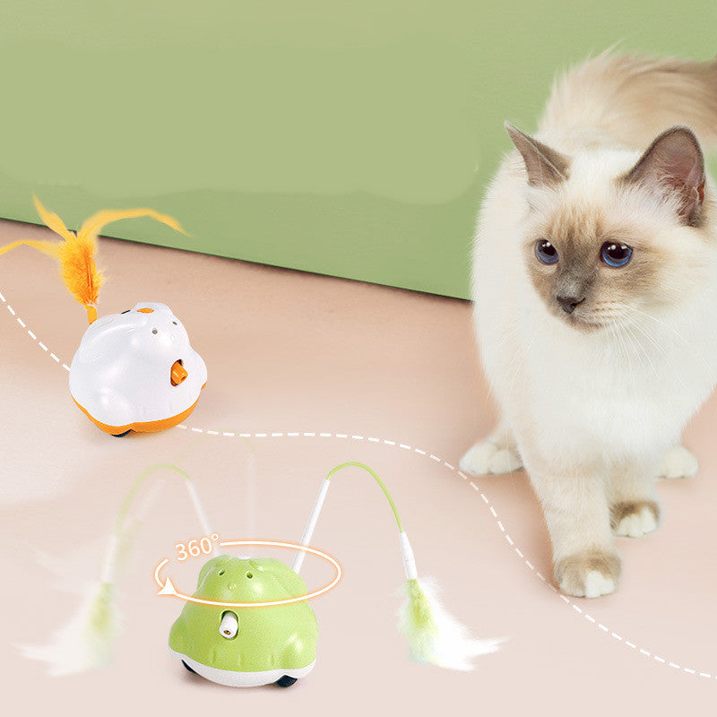 KFX-3523517 Dynamic USB Rechargeable Electric Infrared Cat Teaser with Adjustable Laser and Feathered Heads