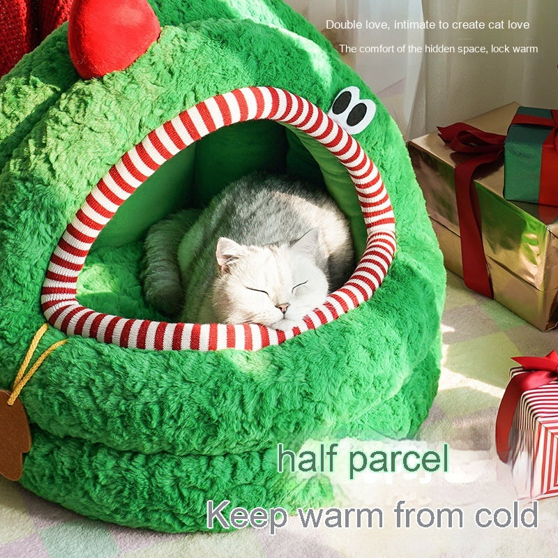 KFX-3524925 Cozy Green Tea Yurt Cat Nest with Removable Washable Cover