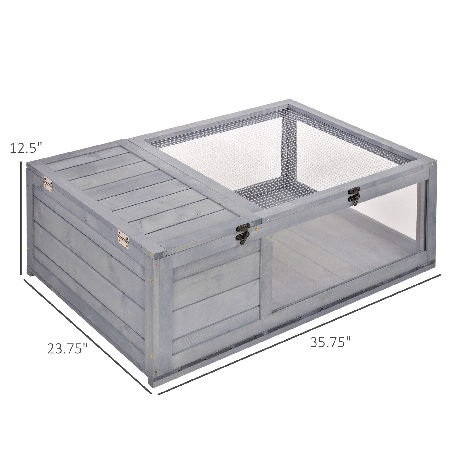 KFX-3526333 3-Window Reptile Cage with Slide-Out Tray for Turtles and Small Animals