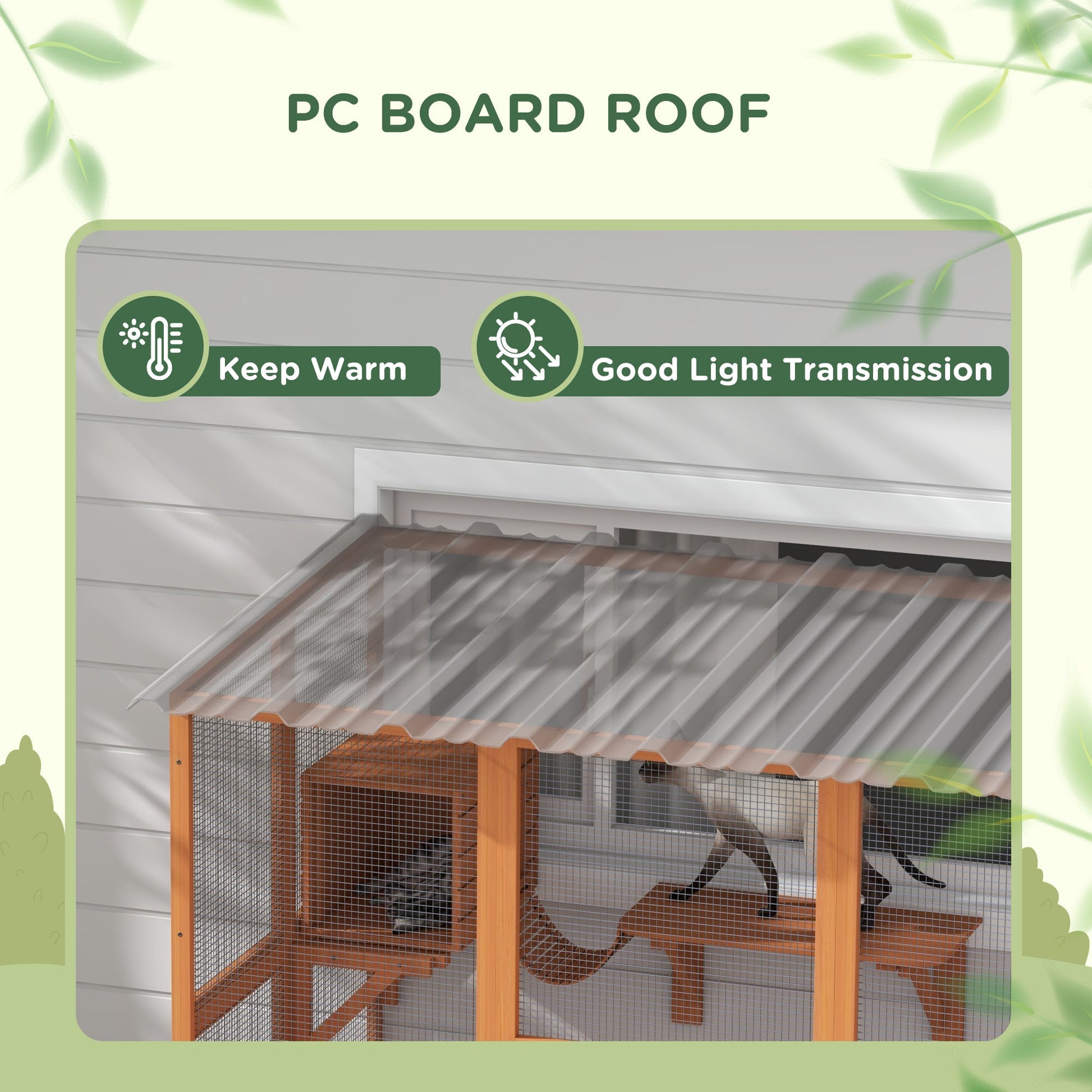 KFX-3526717 Outdoor Cat Catio Enclosure with Cat Box and Jump Platforms for Safe Playtime