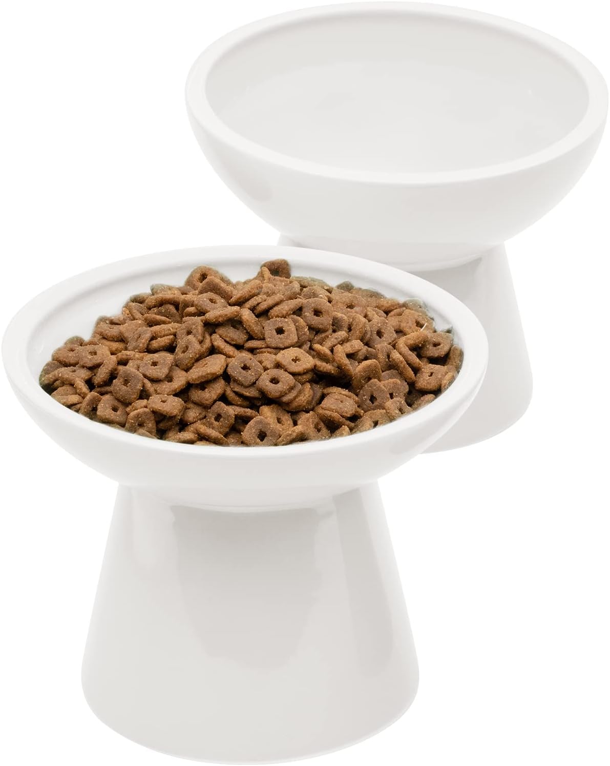 KFX-3526845 Elevated Extra Wide Ceramic Cat Food and Water Bowls for Better Digestion and Whisker Comfort
