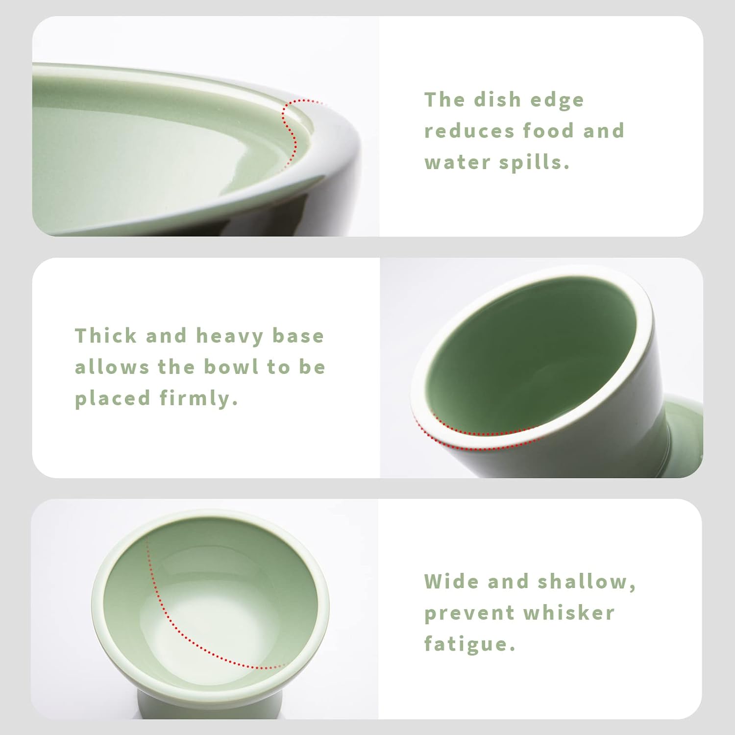 KFX-3526845 Elevated Extra Wide Ceramic Cat Food and Water Bowls for Better Digestion and Whisker Comfort