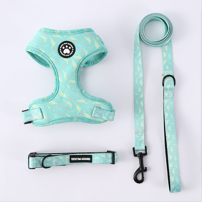 KFX-3527229 Adjustable Dog Breast Strap with Leash and Collar - Multiple Colors Available