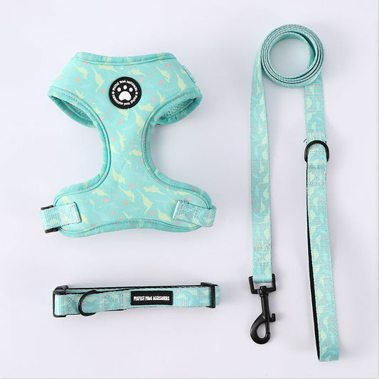 KFX-3527229 Adjustable Dog Breast Strap with Leash and Collar - Multiple Colors Available