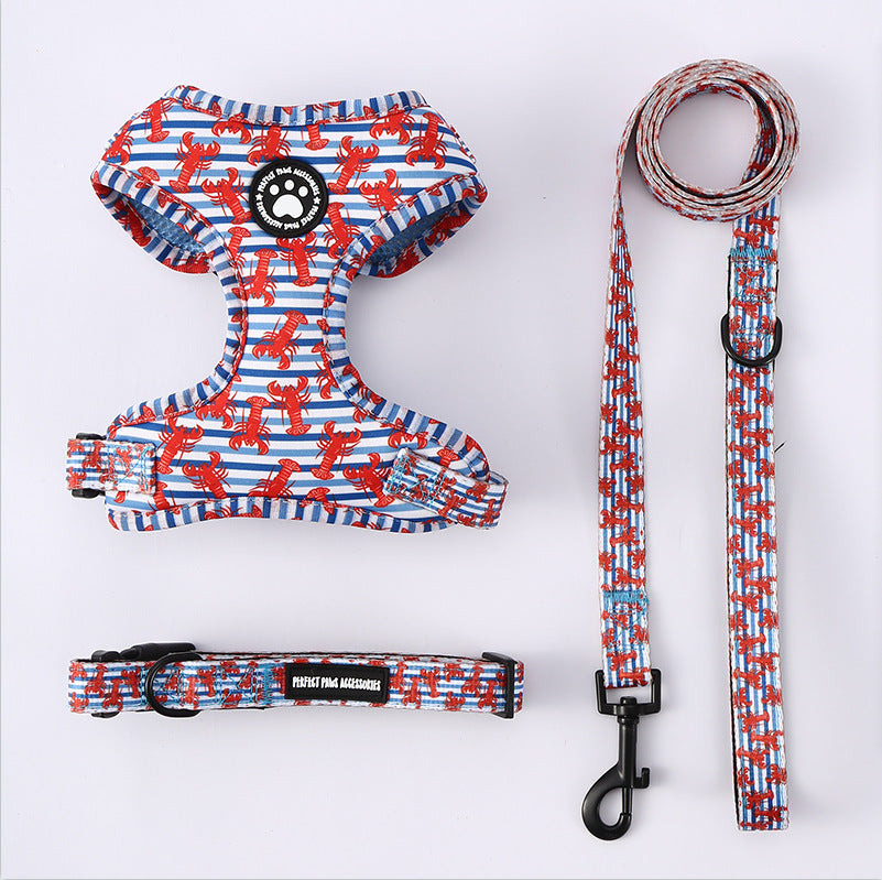 KFX-3527229 Adjustable Dog Breast Strap with Leash and Collar - Multiple Colors Available