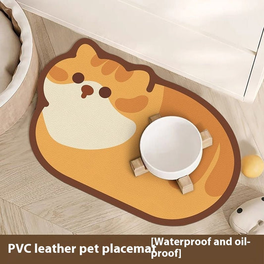 KFX-3530301 Cartoon Pet Leather Placemat – Wear-Resistant Disposable PVC Pad in Various Colors