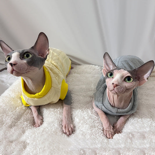 KFX-3530813 Stylish Cotton Vest for Hairless Cats - Available in Multiple Sizes and Colors