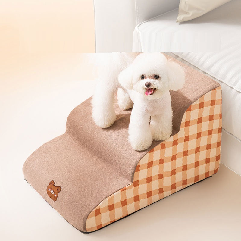 KFX-3531709 Removable Sponge Pet Stairs for Small Dogs - Corduroy and Velvet Design, 40 x 72 x 40 cm