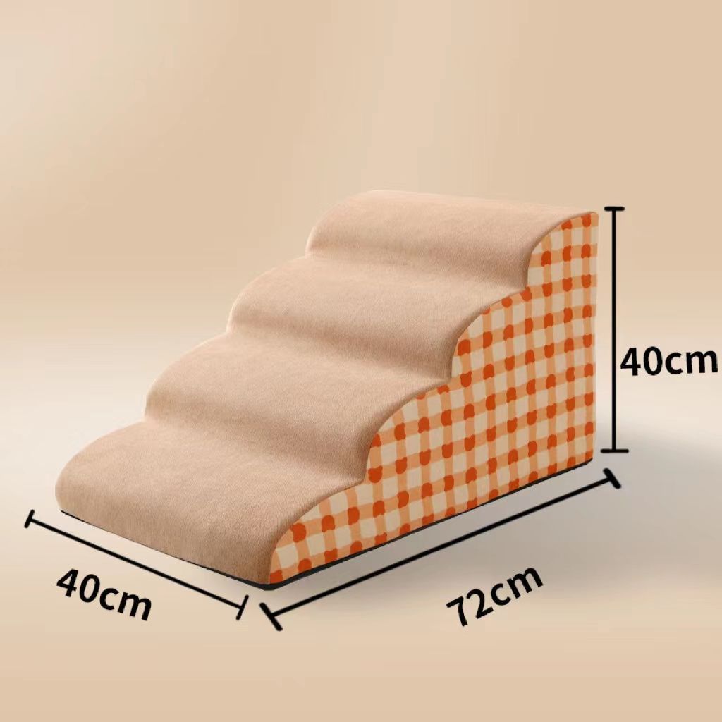 KFX-3531709 Removable Sponge Pet Stairs for Small Dogs - Corduroy and Velvet Design, 40 x 72 x 40 cm