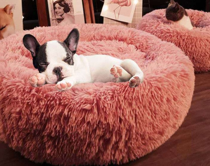 KFX-3532477 Plush Round Pet Nest Pad - Detachable & Washable Comfort for Cats and Dogs
